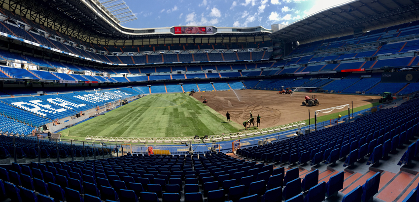 I lavori in corso la scorsa estate sul terreno del Bernabéu
