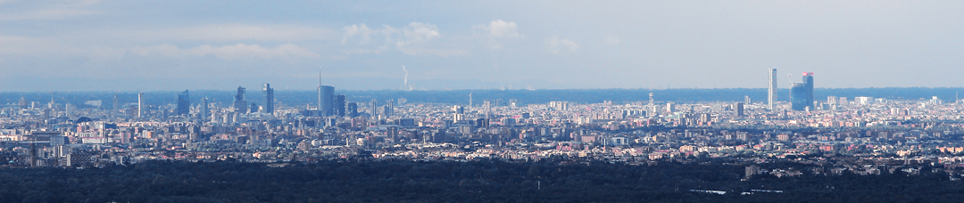 L’attuale profilo di Milano vista dalle coline della Brianza (foto BG-sport&impianti)