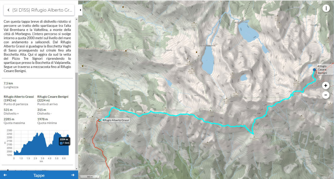 Dettaglio della mappa interattiva del Sentiero Italia (clicca per ingrandire).