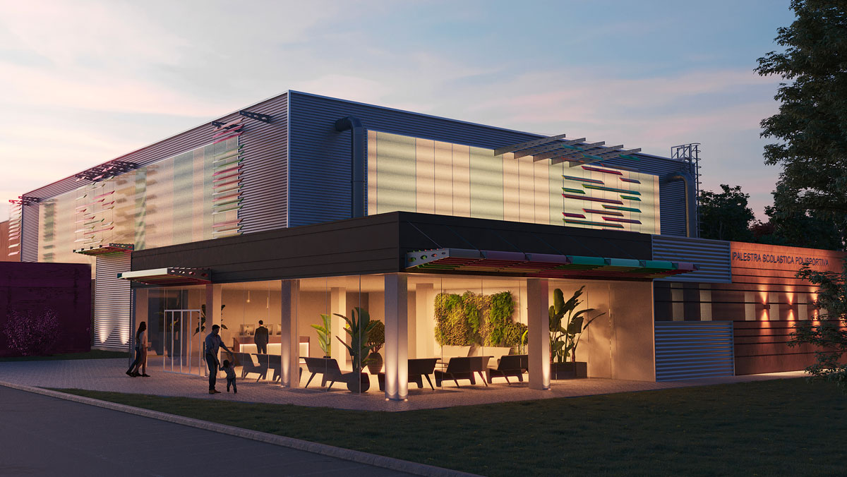 Rendering di progetto, palestra di Borgo San Lorenzo (Fi)