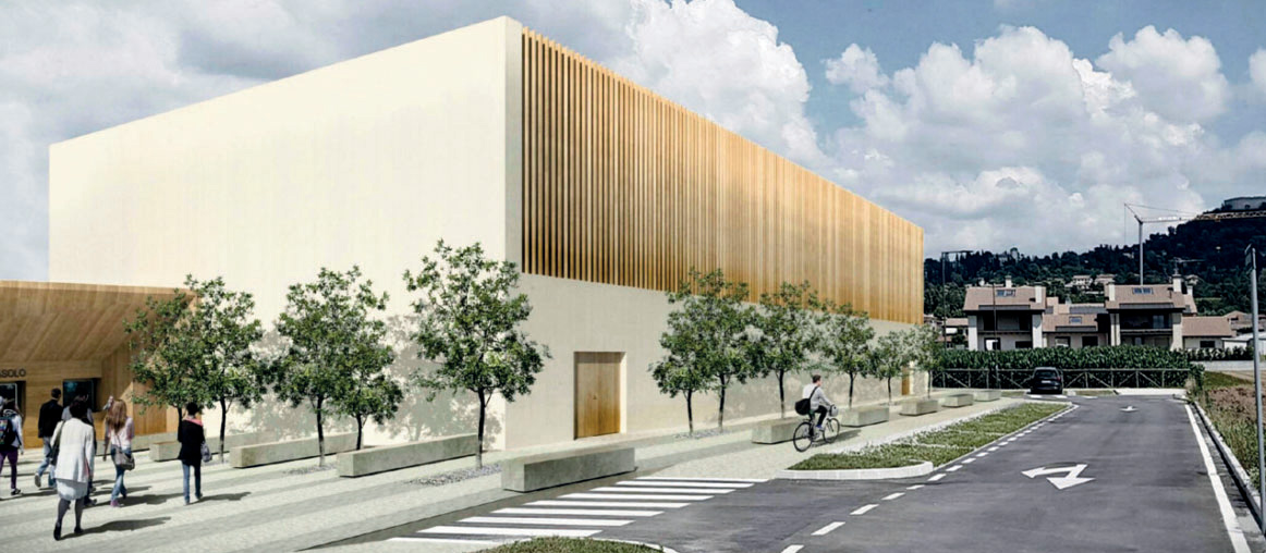 Rendering di progetto della nuova palestra di Asolo (Tv)