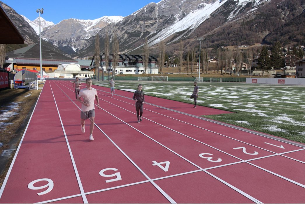 Rendering nuova pista di atletica a Bormio