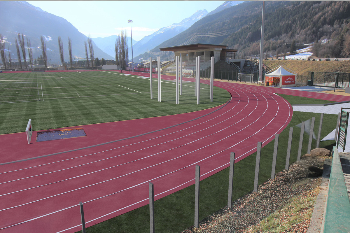 Rendering nuova pista di atletica a Bormio
