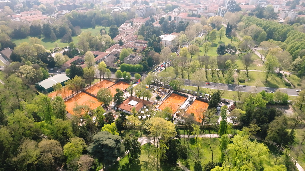 Vista dall'alto del Villa Reale Tennis, sede del torneo ATP di Monza